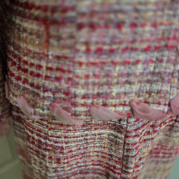 Paule Vasseur Pink Tweed 3-Piece Suit Size 44 US 12 Red Pink - Picture 8 of 9
